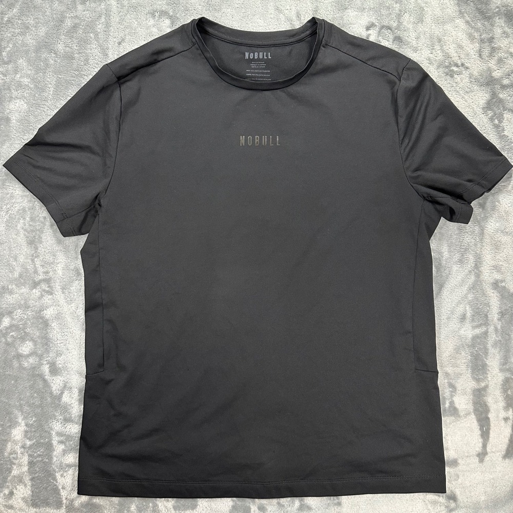 NOBULL Mens Training Tee Black Short Sleeve Recycled Polyester Workout Shirt L
